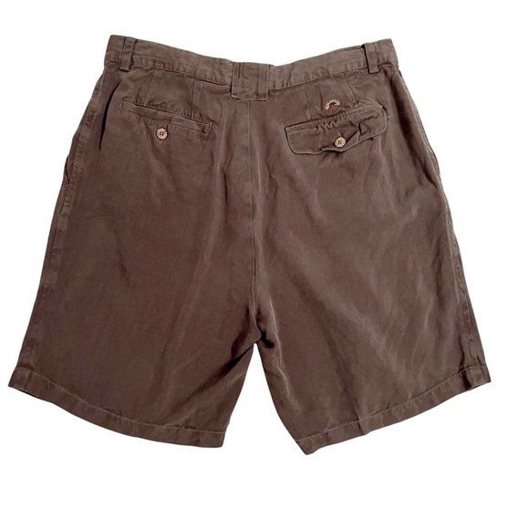 Tommy Bahama Washed Silk Herringbone Twill Pleated Brown Shorts Men’s Size 34 - Picture 4 of 5